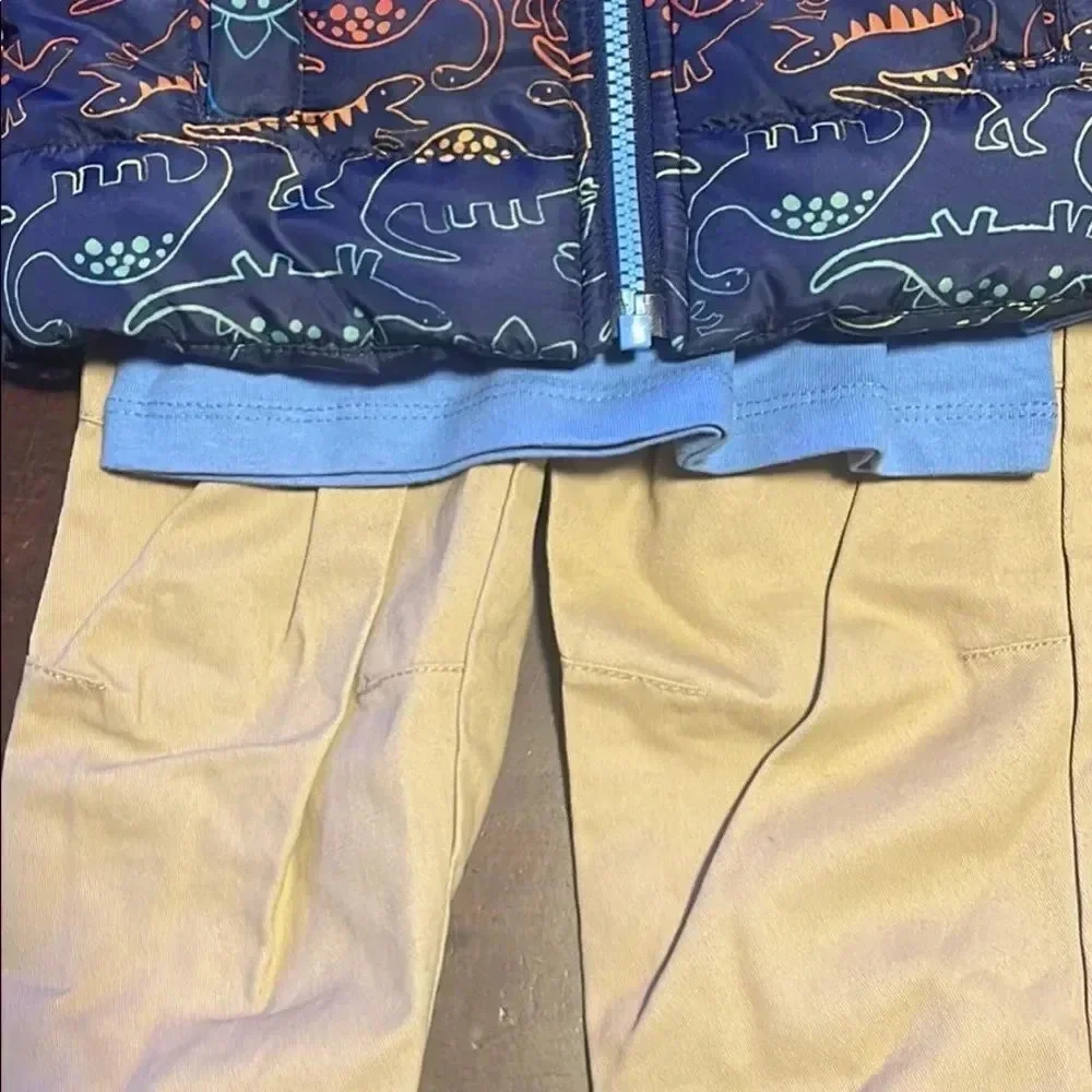 Kids Little me 3 piece Boys set Dinosaur Jacket  12 Month